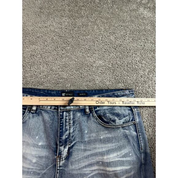 Waimea Jeans Mens 38 Blue Gray Skinny Fit Distressed Denim Splatter 38x30* - Picture 7 of 12